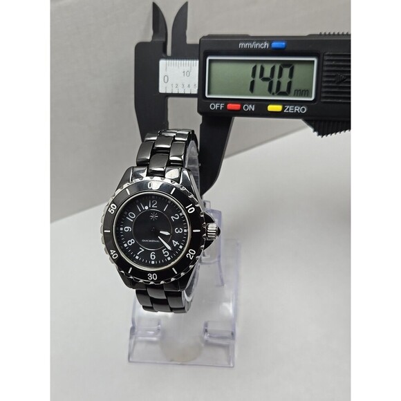 Isaac Mizrahi Live Ceramic Black Watch 35mm Quartz New Battery 3ATM Japan Womens - Picture 5 of 11